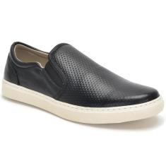Tênis Sapatênis Masculino Slip On Iate Em Couro Casual Sem Cadarço Elástico Confortável Macio-Masculino