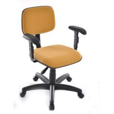 Cadeira Secretária Base Giratória com Braços Linha Square Amarelo