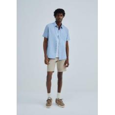 Camisa Masculina Manga Curta Com Bolso - Hering, M, Azul