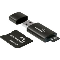 Pen Drive 8GB 3 em 1 Multilaser MC058 com Micro SD e Adaptador SD - Preto