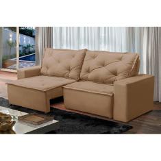 Sofá Retrátil e Reclinável 3 lugares com Molas 2,00m Ana Suede Cappuccino Adonai Estofados
