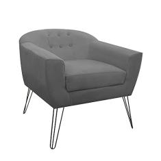 Poltrona Decorativa Jolly Pés Aramado Suede Cinza - DS Estofados