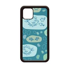 Capa Blue Bubbles Line Desenho de peixes abstratos para iPhone 12 Pro Max para Apple Mini Mobile Case Shell