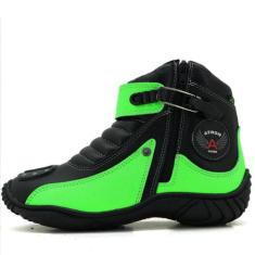 Bota Motociclista Preta E Verde Em Couro Atron Shoes