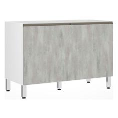 Balcão De Pia Sem Tamp 120cm Branco Com Concreto