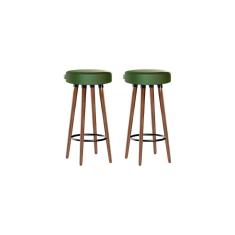 Kit 2 Banquetas Moderna Alta Roma Slim Verde 70cm