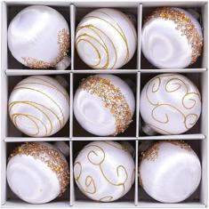 Enfeites de Natal Bolas de Natal de Champanhe, 9 PCS Decorações de Árvore de Natal de Luxo Bolas de Espuma Inquebráveis, Conjunto de Lâmpadas de Natal com Brilho de Cetim para Decoração de Férias/410