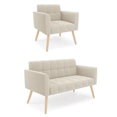 Namoradeira e Poltrona Pé Palito Natural Elisa Bouclê D03 - D`Rossi