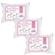 Kit 3 Travesseiros 95% Penas e 5% Plumas - Macio - Daune