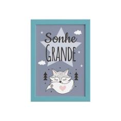 Quadro Decoração Escandinava Raposinha Moldura Azul 22x32cm - Quartinh