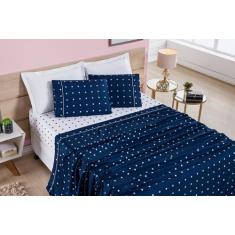Jogo De Cama Casal King Petit Poa 4 Peças - florenza enxovais, marinho