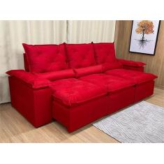 Sofá 5 Lugares Retrátil e Reclinável 2,70 metros Alpoim Estofados Verm