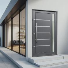 Porta Pivotante Lambril Miraggio com Puxador Lado Direito Elite 240x130 Cinza