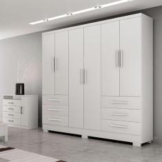 Guarda Roupa Agata 6 Portas 6 Gavetas Com 6 Pés Branco