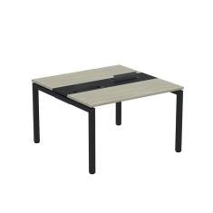 Mesa Plataforma Dupla Com Pé De Aço Para Coworking 120x120 Pdc12-12-2p Nogueira Casablanca-preto
