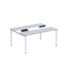 Mesa Plataforma Dupla Com Pé De Aço Para Coworking 150x120 Pdc15-12-2p Cinza-branco