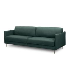 Sofá Decorativo Anthony 4 Lugares Sala De Estar 270cm Pés Em Aço Couro Verde Musgo