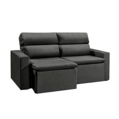 Sofá 3 Lugares Retrátil e Reclinavél Hanôver Suede Grafite 180 cm - Mo