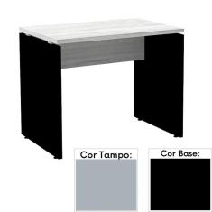 Mesa de Escritório Pé Painel PE25 em MDP 150 x 60 cm Cinza com Base Preta