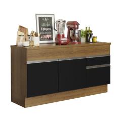 Balcão de Pia Madesa Glamy 150 cm 2 Portas e 2 Gavetas (Com Tampo) - Rustic/Preto