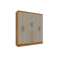 Guarda Roupa 6 Portas Arizona c/ e 4 Gavetas Cinamomo/Off White - Tcil Móveis