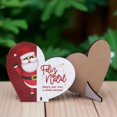 Kit com 20 Enfeites de Natal em Formato de Coração  Decoração em MDF p