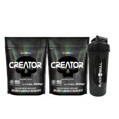 Combo 2x Creatina Creator 500g + Coqueteleira Black Skull