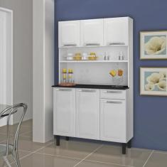 Cozinha Compacta em Aço com Tampo 6 Portas 1 Gaveta 105cm Rose Itatiai