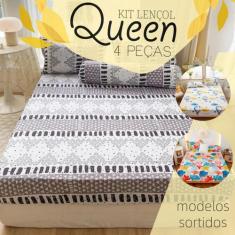 Jogo de lençol casal queen 4 pçs micropercal estampas sortidas - Relíq