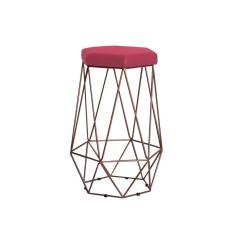 Banqueta Rubel Base Bronze Suede Rosa Gran Belo