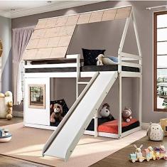 Beliche Montessoriano Cabana Noopy com Escorregador Casatema Branco/cera Bege