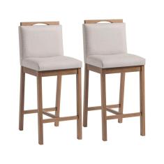 Conjunto 2 Banquetas Madeira Maciça Dani Nogueira Tec Algodão