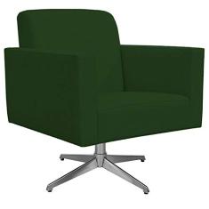 Poltrona Decorativa com Base Giratória Para Sala de Estar Helô L02 Suede Verde Musgo - Lyam Decor