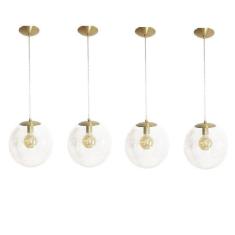 Kit 4 Pendente Redondo Esfera 30cm Dourado Madelustre