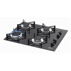 Cooktop A Gás Fischer 4 Bocas Com Mesa De Vidro Preto  Bivolt