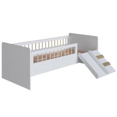Cama Montessoriana Escada E Escorrega AFT010 Branco Comm - Completa Mó