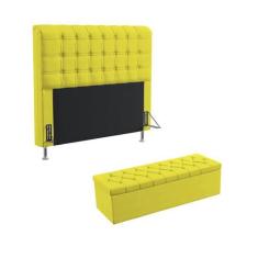Kit Cabeceira Estofada Dama 195 Para Cama King e Calçadeira Sagitarius
