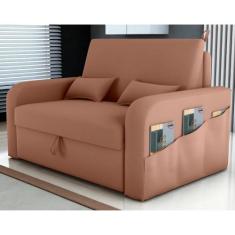 Sofá Cama 2 Lugares com Baú Hiram Veludo Ferrugem - Mais de Casa