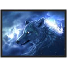 Quadro Decorativo Abstrato Lobo Animais Decoração Com Moldura - Vital 