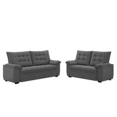Conjunto de Sofá 2 e 3 Lugares Bertioga Besthouse Chumbo