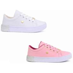 Kit Dois Pares De Tênis Infantil Lindo E Confortável Feminino Versátil