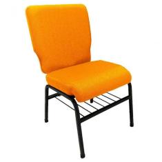 01 Cadeira Para Igrejas C/ Porta Biblía E Porta Cálice Laranja