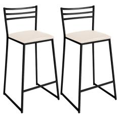 Conjunto De 2 Banquetas Alta Lisboa De Aço De Carbono Branco Gelo