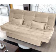 Sofá Cama Hollywood com Tecido Veludo - Bege - Matrix, Bege