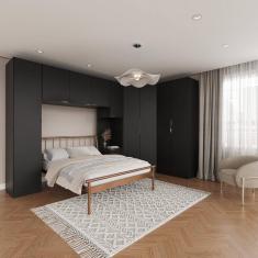 Guarda Roupa Modulado de Canto 5 Peças 10 portas Hera CabeCasa MadeiraMadeira Preto