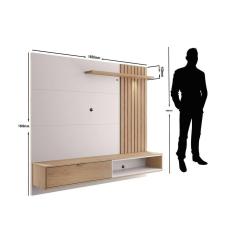 Painel Suspenso Tocantins 1.6 Para Tv 60`` com 1 Porta 1 Nicho e Prateleira Off White Nogueira - Colibri