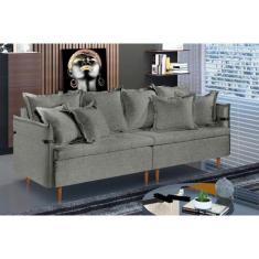 Sofá Fixo Atlas 3 Lugares Luxo 180cm Castellar Móbile, Cinza