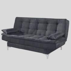 Sofá Cama Casal Agatha com Encosto Reclinável Cor Preto