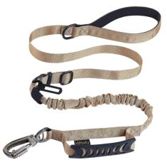 Hotsky Coleira tática para cães resistentes para cães médios e grandes, correia elástica forte com absorção de choque, trelas acolchoadas para cães militares de alça dupla com cinto de segurança de