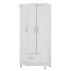Guarda Roupas Solteiro 3 Portas 1 Gaveta Branco Prince Demóbile Branco